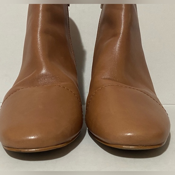 Talbots Harlow Ankle Leather Boots-Size10.5- in chestnut Zip up block heel - Picture 8 of 12